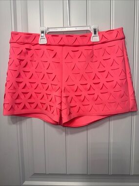 Lilly Pulitzer Shorts Lorna Laser Cut Size 2 Hot Pink Neon Scallop Gold Zip Back
